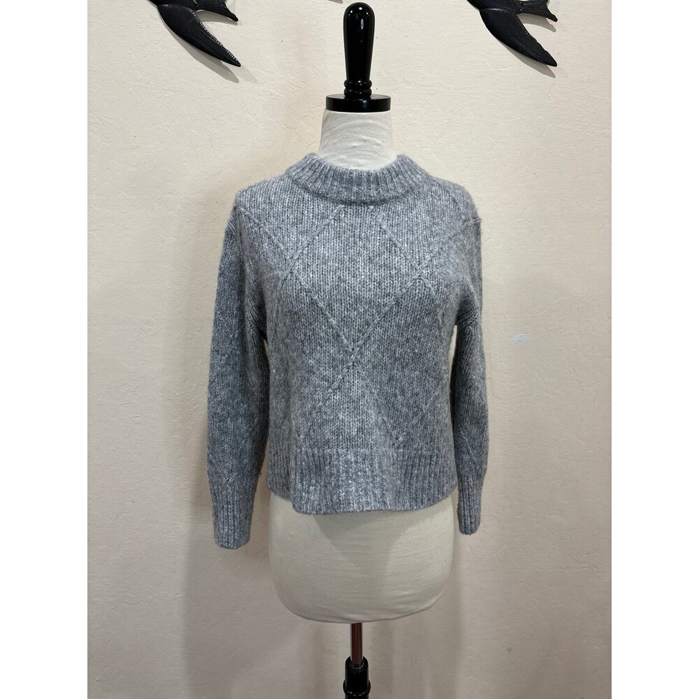Everlane Diamond Knit Cropped Crew Neck Alpaca Merino Wool Blend Sweater - XS